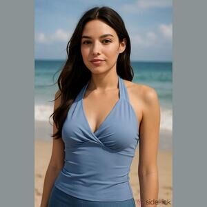 Intimately Free People Still‎ Here Halter Top XS Dusted Blue Sporty Coquette